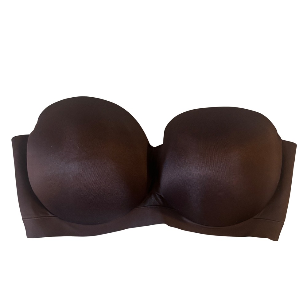 Cacique‎ Comfort Bliss Strapless Bra Brown Nylon Spandex 42F Plus Size Underwire